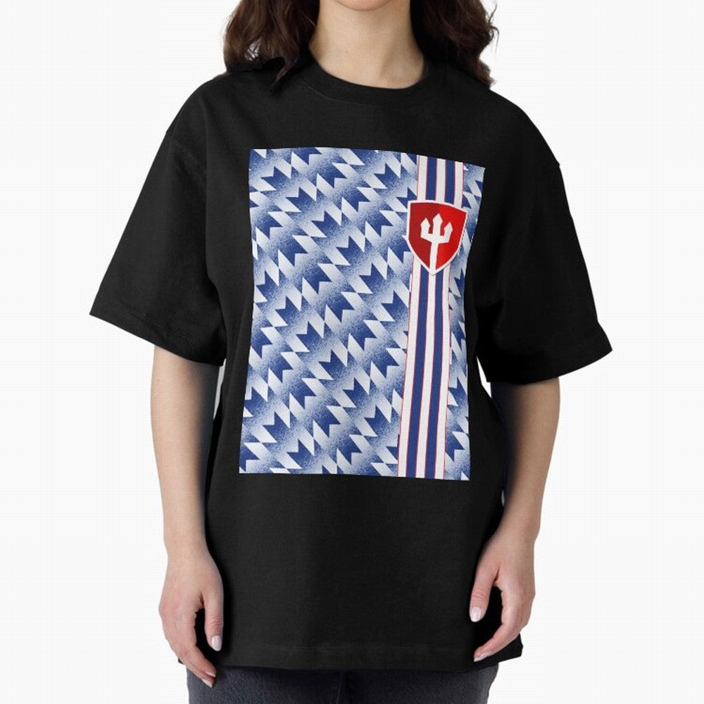 Manchester United 94 Away Jersey Pattern Oversized T-Shirt Make Your Look Match FIFA World Cup 2026 Group Stage for Fans of CR7 and Argentina and Brazil, Bringing Global Supporter Spirit, Legendary Goals, National Colors and Tournament Celebration;