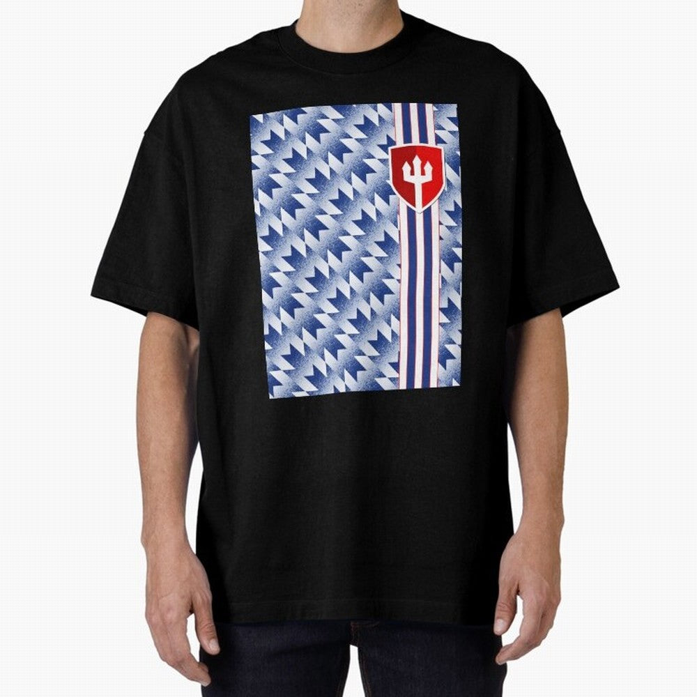 Manchester United 94 Away Jersey Pattern Oversized T-Shirt Make Your Look Match FIFA World Cup 2026 Group Stage for Fans of CR7 and Argentina and Brazil, Bringing Global Supporter Spirit, Legendary Goals, National Colors and Tournament Celebration;