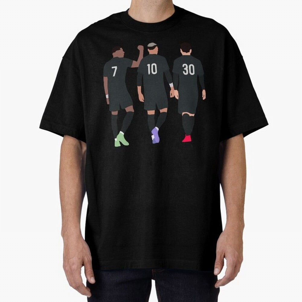 Messi Neymar France Football Players Trio Mmn #y79 Oversized T-Shirt Celebrate Fan Favorites in FIFA World Cup 2026 for Fans of Messi, CR7 and Mbappe and Spain, Bringing Championship Spirit, Famous Goals, Roaring Crowds and International Football