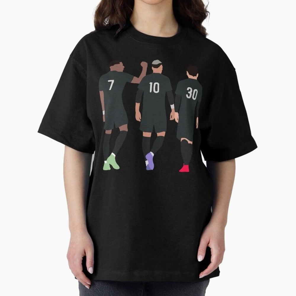 Messi Neymar France Football Players Trio Mmn #y79 Oversized T-Shirt Celebrate Fan Favorites in FIFA World Cup 2026 for Fans of Messi, CR7 and Mbappe and Spain, Bringing Championship Spirit, Famous Goals, Roaring Crowds and International Football