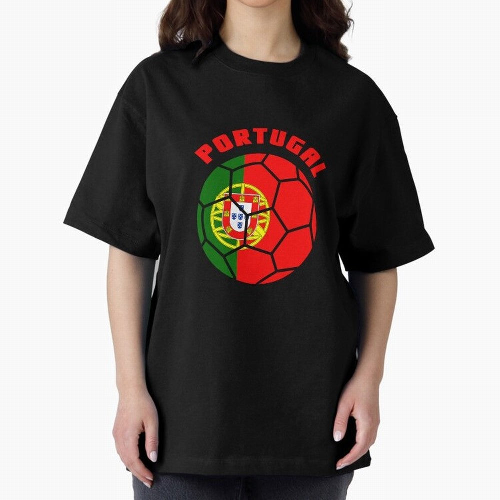 Portugal Football Soccer Ball Oversized T-Shirt Celebrate Global Passion for the FIFA World Cup 2026 USA Canada Mexico Journey through Mbappe and Neymar Highlights, France Pride, Tournament Hype, Historic Matchups, Family Viewing Parties and Global