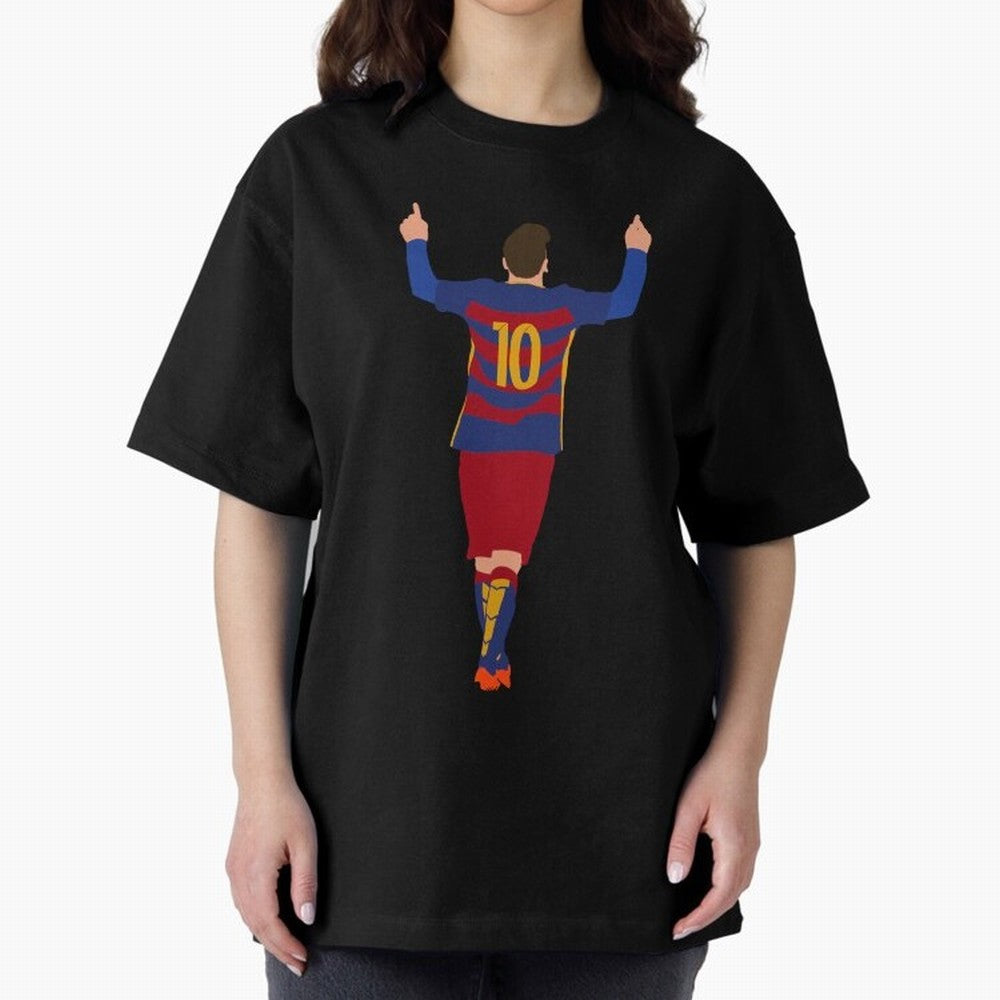 Lionel Messi - Fc Barcelona #s14 Oversized T-Shirt Remember FIFA World Cup 2026 Group Stage for Fans of Messi and Cristiano Ronaldo and England, France and Netherlands, Bringing Retro Football Energy, Iconic Rivalries, Trophy Chase Drama and