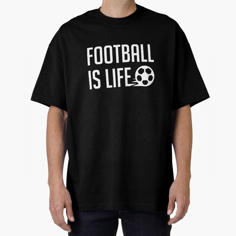 Football Is Life (Blue BG) Oversized T-Shirt Treasure Match Day Hype around FIFA World Cup 2026 Group Stage, Messi, Brazil, Tournament Hype, Historic Matchups, Family Viewing Parties and Global Sports Pride; Made for Die Hard Supporters, Soccer