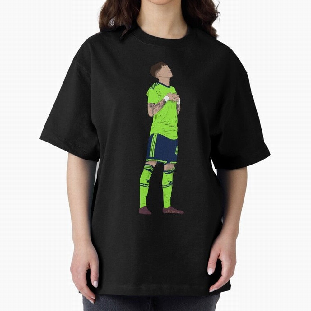 Alejandro Garnacho Ronaldo Peace Goal Celebration Oversized T-Shirt Show Support during FIFA World Cup 2026 Group Stage for Fans of Cristiano Ronaldo and Brazil, Portugal and Argentina, Bringing Stadium Chants, National Pride, Trophy Dreams and