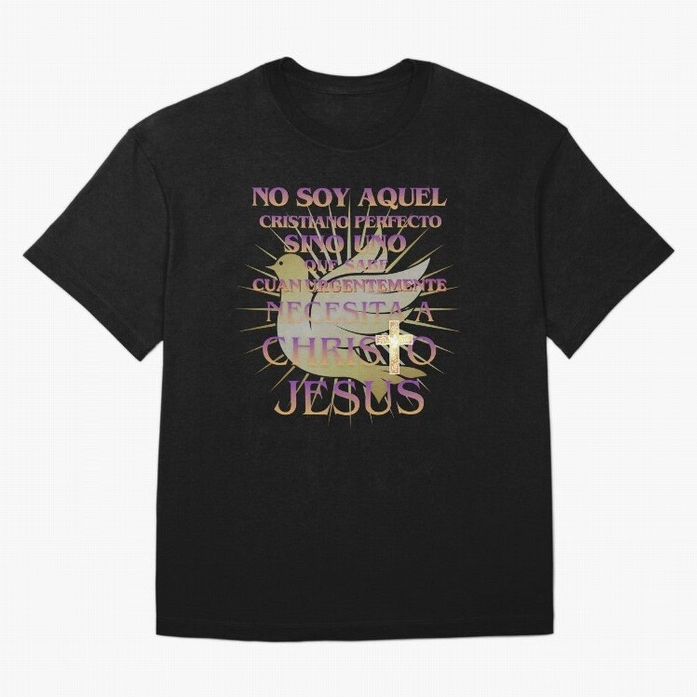 No soy aquel cristiano perfecto - Spanish Faith Quote Oversized T-Shirt Celebrate Rivalries and Pride in FIFA World Cup 2026 USA Canada Mexico Spirit, Celebrating Spain, Haaland and Mbappe, Classic Soccer Heritage, Championship Pressure, Fan