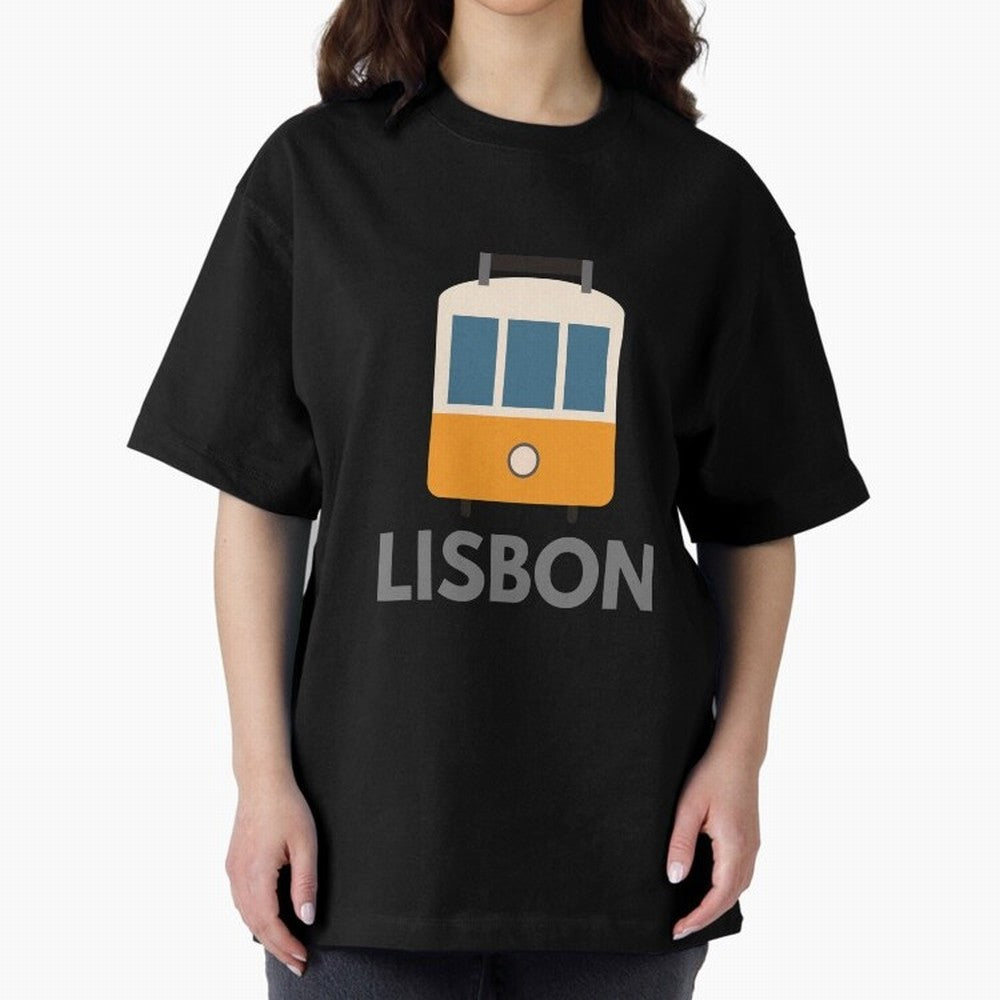 Lisboa Tram (Lisbon city, Portugal) Oversized T-Shirt Celebrate Unforgettable Nights in FIFA World Cup 2026 USA Canada Mexico Spirit, Filled with Spain and Netherlands, Messi, CR7 and Mbappe, Football History, Final Match Energy, Crowd Noise and
