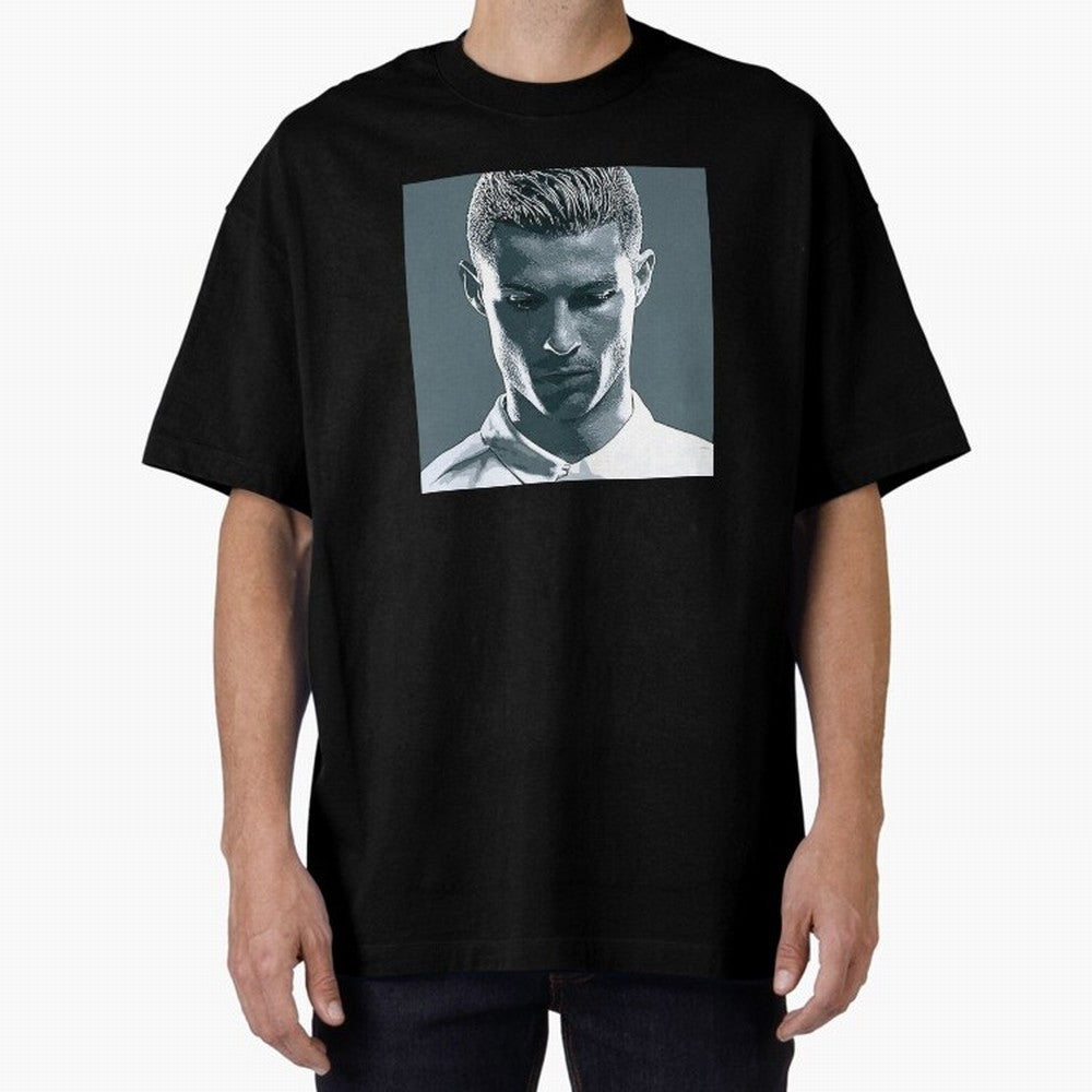 Ronaldo Portrait Oversized T-Shirt Support the Legends of the FIFA World Cup 2026 USA Canada Mexico Journey through Neymar Highlights, Spain Pride, Vintage Soccer Flavor, Modern Football Stars, National Flags and Final Night Emotion; Great for