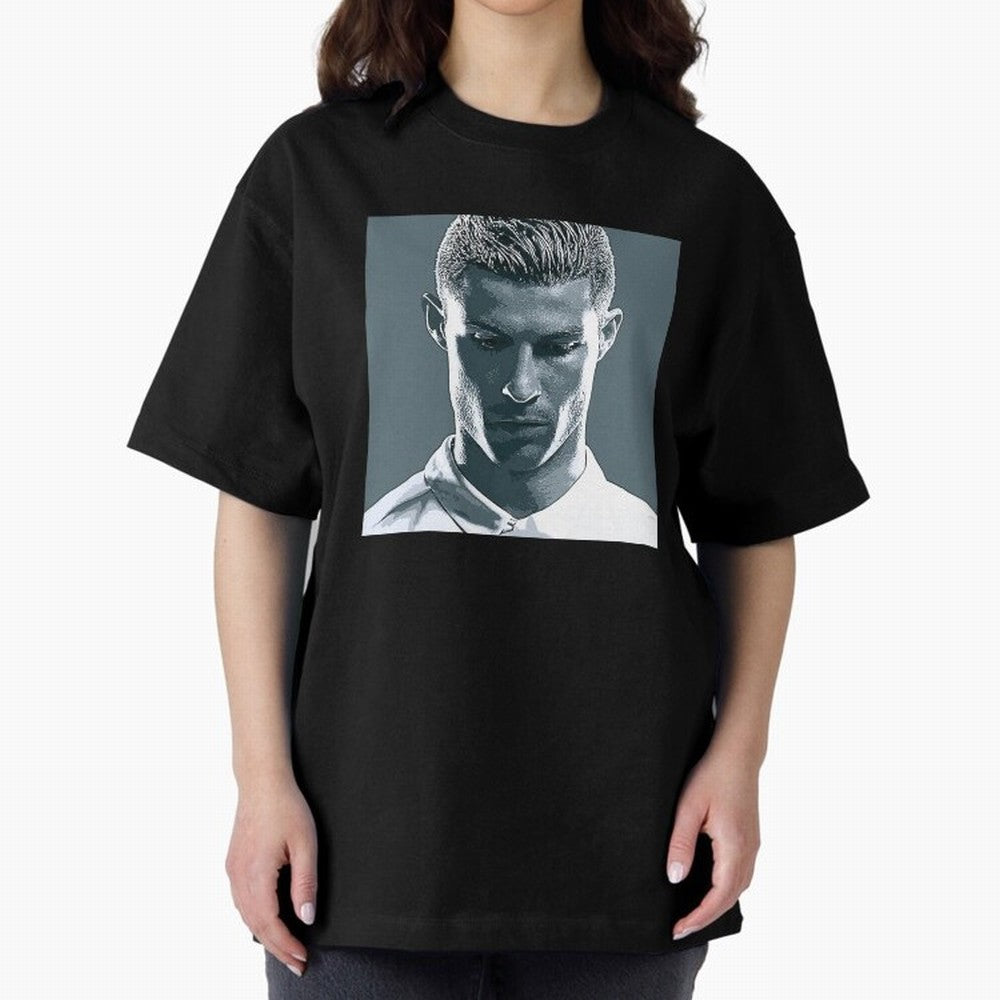 Ronaldo Portrait Oversized T-Shirt Support the Legends of the FIFA World Cup 2026 USA Canada Mexico Journey through Neymar Highlights, Spain Pride, Vintage Soccer Flavor, Modern Football Stars, National Flags and Final Night Emotion; Great for
