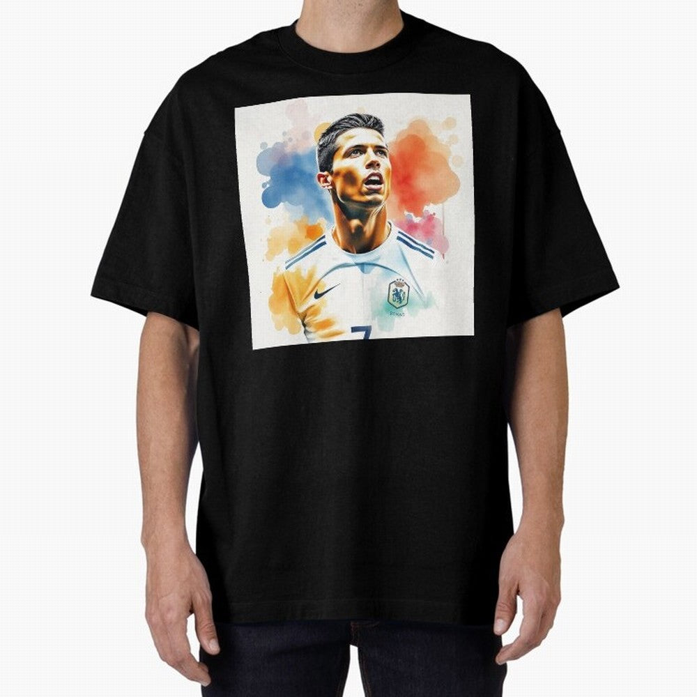 Cristiano Ronaldo Watercolor Panting Oversized T-Shirt Bring Match Day Fire to the FIFA World Cup 2026 Journey through Neymar Highlights, Argentina and Brazil Pride, Stadium Memories, Football Loyalty, International Chants and Championship