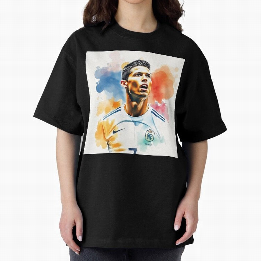 Cristiano Ronaldo Watercolor Panting Oversized T-Shirt Bring Match Day Fire to the FIFA World Cup 2026 Journey through Neymar Highlights, Argentina and Brazil Pride, Stadium Memories, Football Loyalty, International Chants and Championship