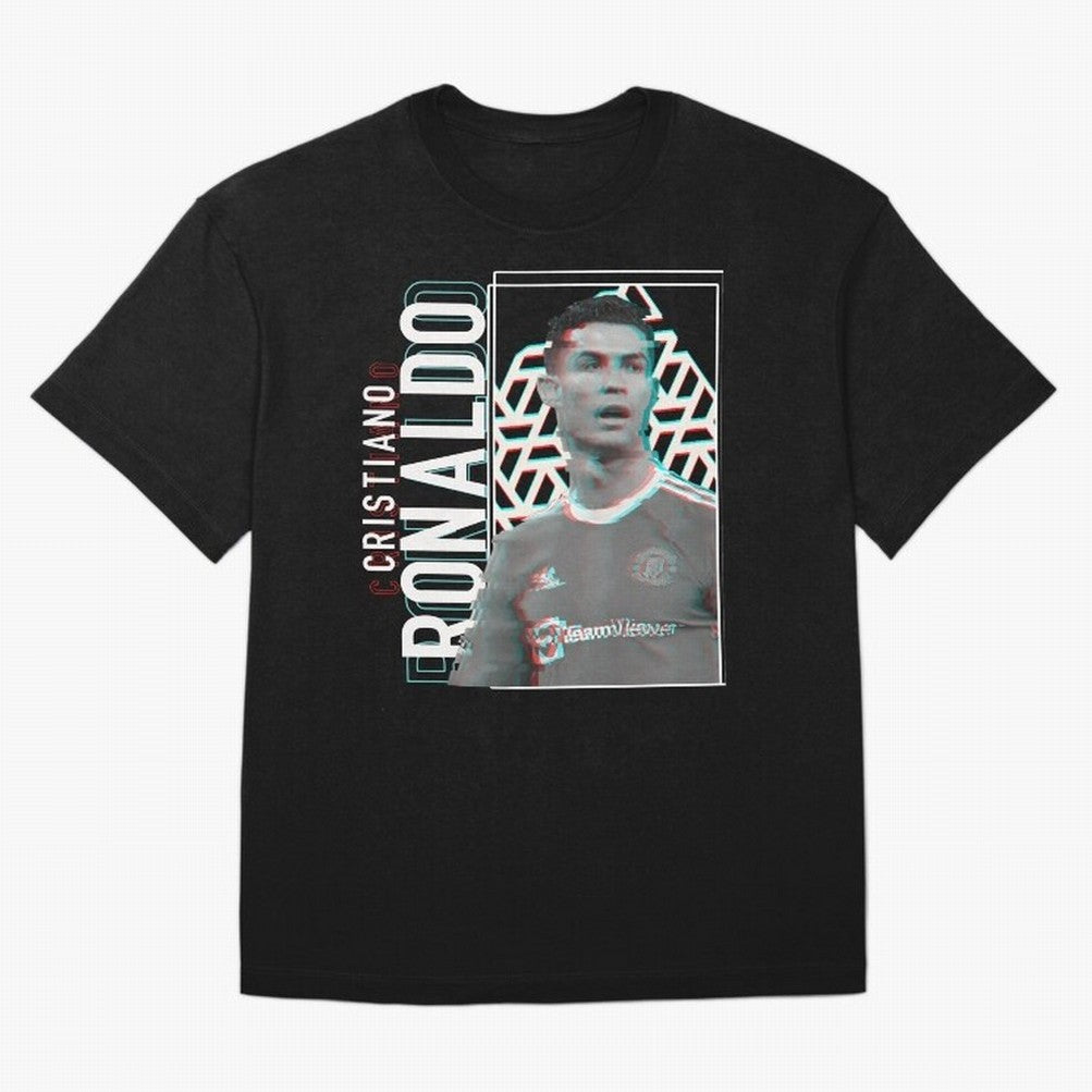 Cristiano Ronaldo Glith Effect Oversized T-Shirt Honor the Football Icons of FIFA World Cup 2026 for Fans of Cristiano Ronaldo and Germany, Bringing Football Festival Excitement, Trophy Ambitions, Country Rivalries and Star Player Buzz; Ideal for