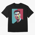 Cristiano Ronaldo 7 Pop Art Portrait Oversized T-Shirt Fuel FIFA World Cup 2026 USA Canada Mexico for Fans of Messi and Spain and Netherlands, Bringing Sports Nostalgia, International Competition, Famous Players and Unforgettable Victories; Perfect