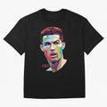 Cristiano Ronaldo Pop Art Portrait Oversized T-Shirt Share Match Day Hype around FIFA World Cup 2026, CR7, Portugal, Vintage Soccer Flavor, Modern Football Stars, National Flags and Final Night Emotion; Ideal for Fans Who Follow Messi, Cristiano