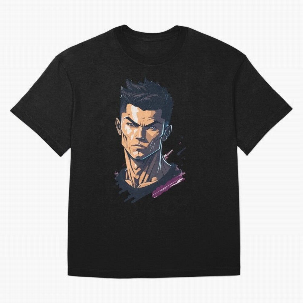 Cristiano Ronaldo Anime Style Oversized T-Shirt Support FIFA World Cup 2026 USA Canada Mexico Capturing Mbappe, Brazil Energy, Football Festival Excitement, Trophy Ambitions, Country Rivalries and Star Player Buzz; Created for Match Day Parties,
