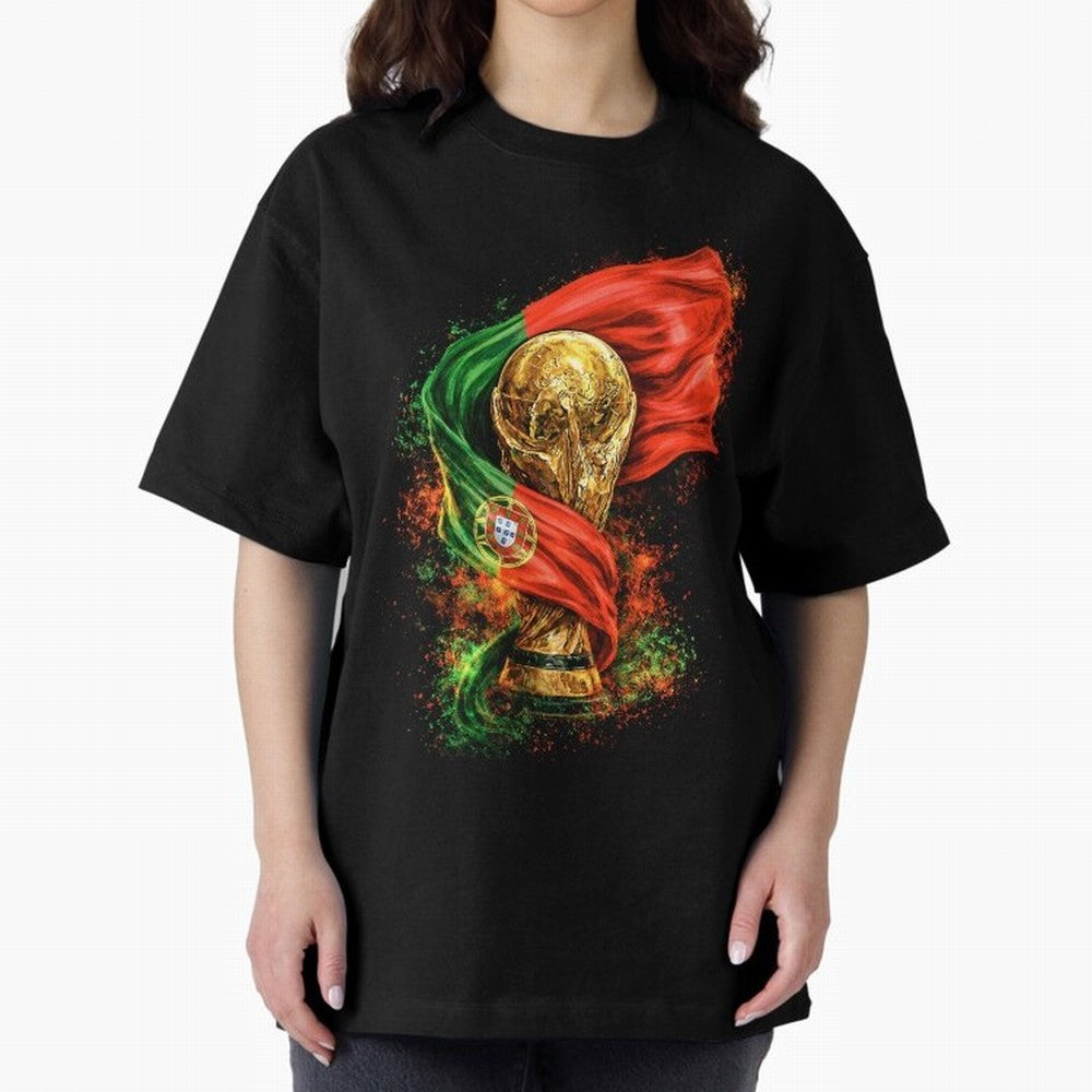 Portugal Football National Pride Oversized T-Shirt Carry the Dream of Match Day Hype around FIFA World Cup 2026 USA Canada Mexico, CR7, France and Portugal, Championship Spirit, Famous Goals, Roaring Crowds and International Football Unity; Ideal