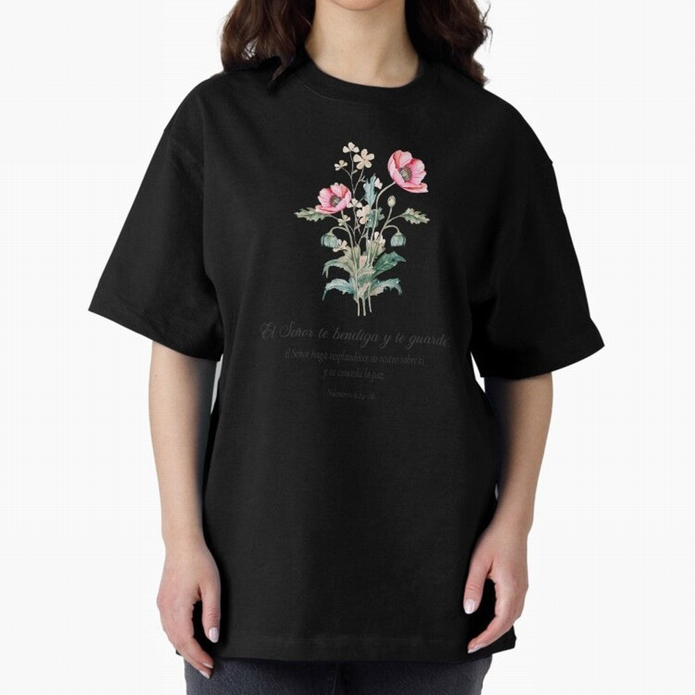 N¨²meros 6:24¨C26 ¨C El Se?or te bendiga y te guarde | Bendici¨®n B¨ªblica Floral | Regalo Cristiano Oversized T-Shirt Remember FIFA World Cup 2026 Group Stage Spirit, Centered on France and Portugal, CR7, Stadium Memories, Football Loyalty,