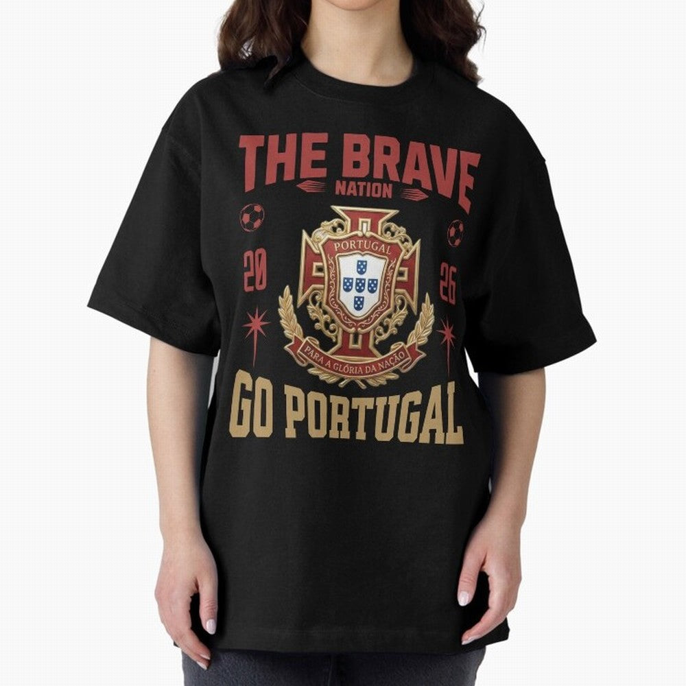 Portugal Soccer 2026 The Brave Nation Vintage Football Fan Design Oversized T-Shirt Support Your Favorite Stars during the FIFA World Cup 2026 Journey through Neymar Highlights, Spain and Netherlands Pride, Game Day Rituals, Football Legends,