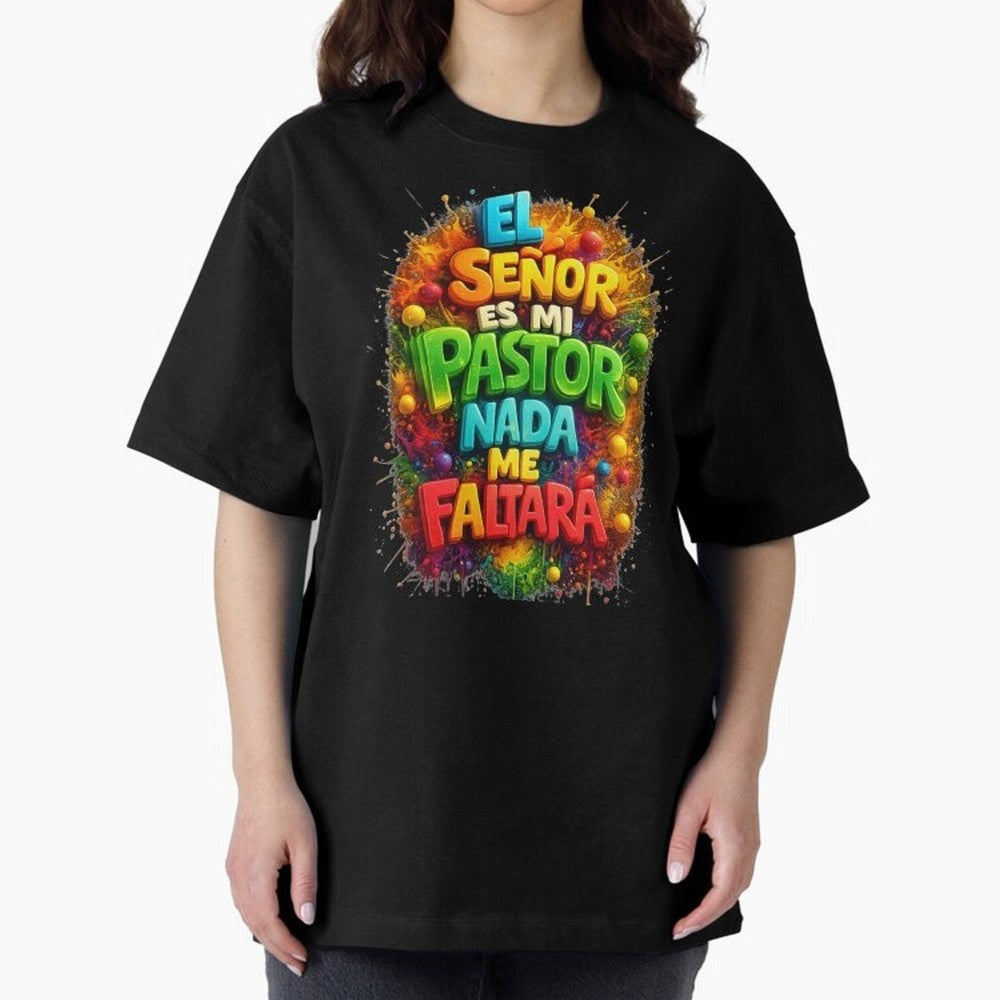 Modern 3D Psalm 23 Spanish Christian Art - El Se?or es mi Pastor Oversized T-Shirt Show Passion for the Stars of FIFA World Cup 2026 for Fans of Haaland and Mbappe and Portugal, Bringing Global Supporter Spirit, Legendary Goals, National Colors and