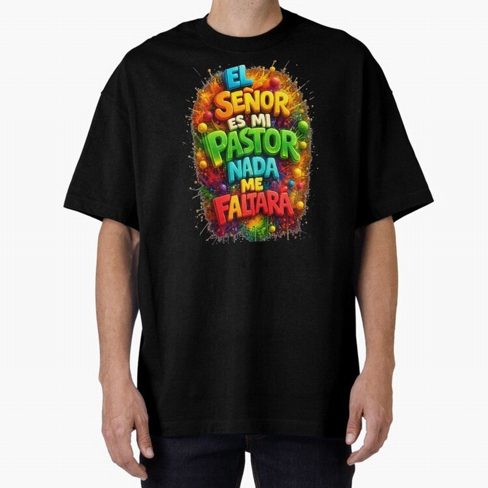 Modern 3D Psalm 23 Spanish Christian Art - El Se?or es mi Pastor Oversized T-Shirt Show Passion for the Stars of FIFA World Cup 2026 for Fans of Haaland and Mbappe and Portugal, Bringing Global Supporter Spirit, Legendary Goals, National Colors and