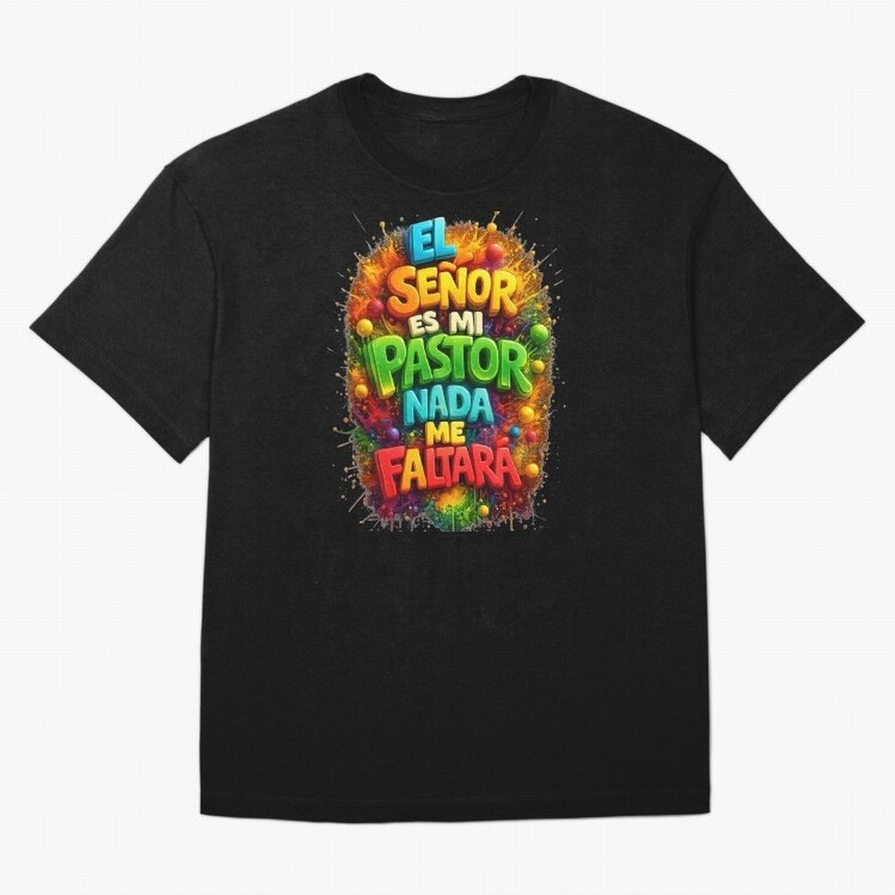 Modern 3D Psalm 23 Spanish Christian Art - El Se?or es mi Pastor Oversized T-Shirt Show Passion for the Stars of FIFA World Cup 2026 for Fans of Haaland and Mbappe and Portugal, Bringing Global Supporter Spirit, Legendary Goals, National Colors and