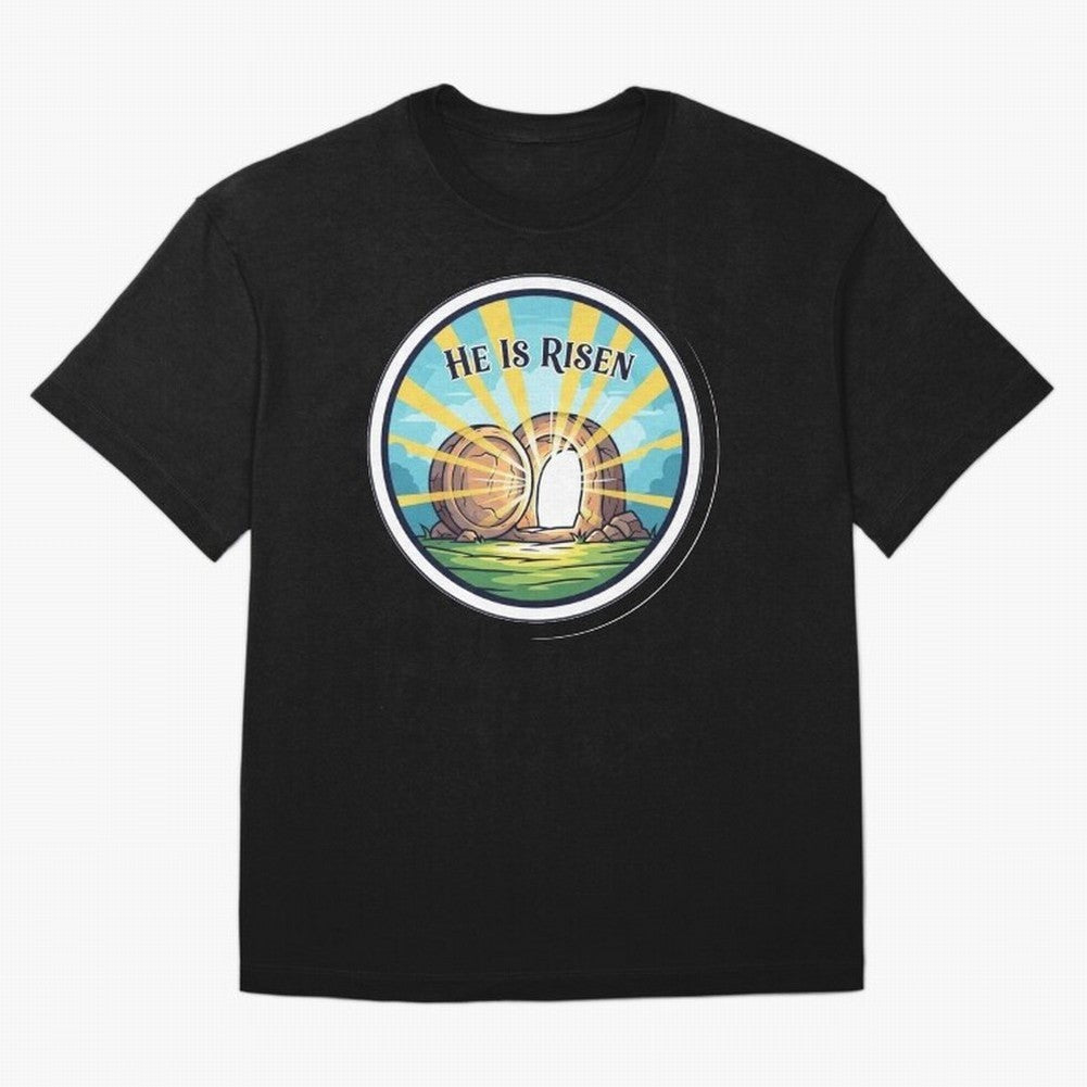 He Is Risen Indeed Easter Faith Sticker Oversized T-Shirt Represent FIFA World Cup 2026 USA Canada Mexico Spirit, with Portugal, Messi, Football Passion, Legendary Performances, Festival Vibes and Supporter Community; Perfect for Fans, Collectors,