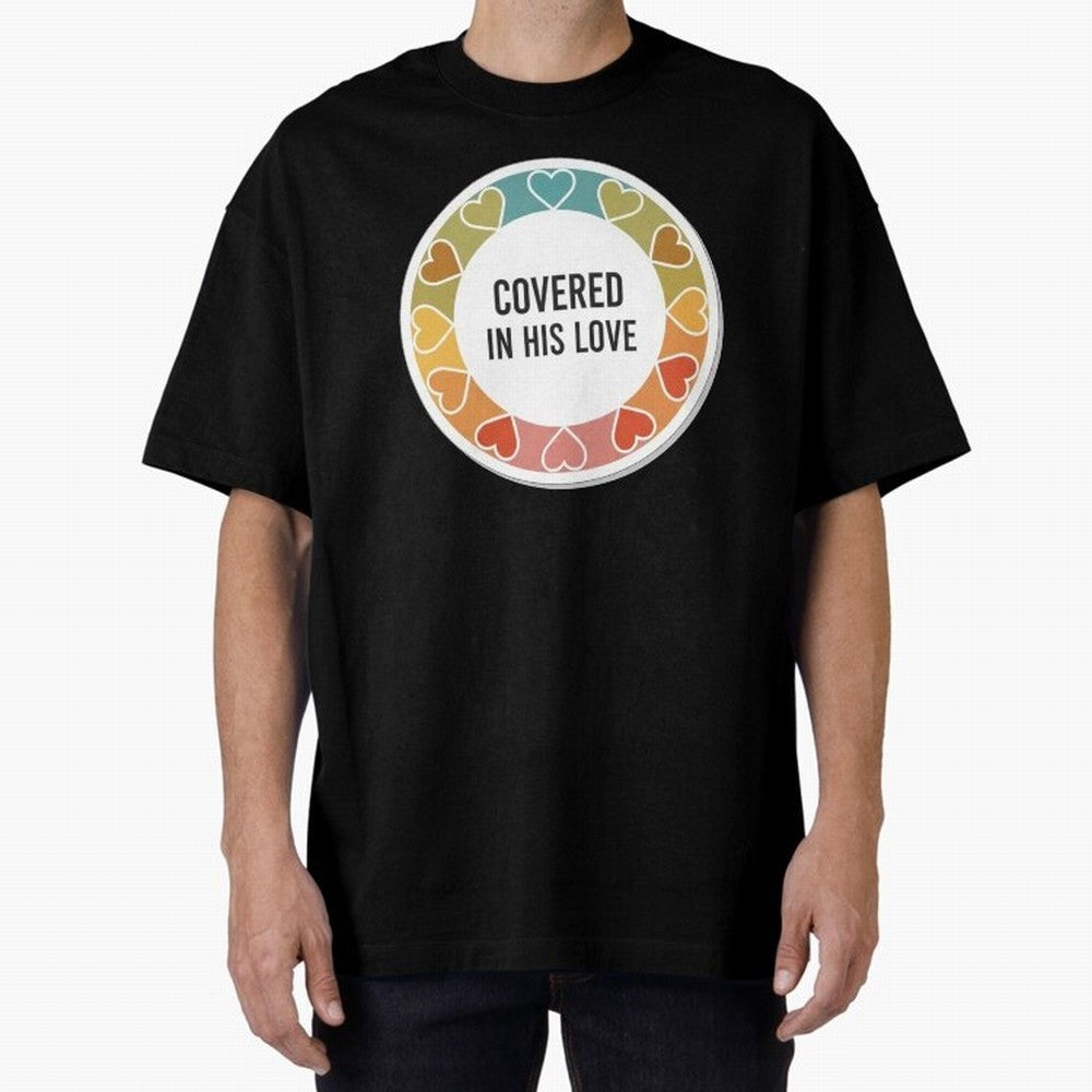 Covered in His Love Christian Encouragement Sticker Oversized T-Shirt Show Your Love for FIFA World Cup 2026 Spirit, Highlighting Spain, CR7 and Messi, Vintage Soccer Flavor, Modern Football Stars, National Flags and Final Night Emotion; Perfect