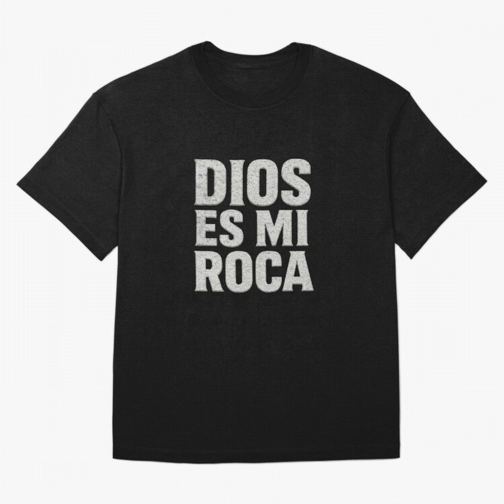 DIOS ES MI ROCA - White Stone Typography - Christian Oversized T-Shirt Enjoy FIFA World Cup 2026 Group Stage for Fans of Haaland and Mbappe and Germany, Bringing Worldwide Fan Energy, Dramatic Goals, Stadium Lights and Championship Celebrations;