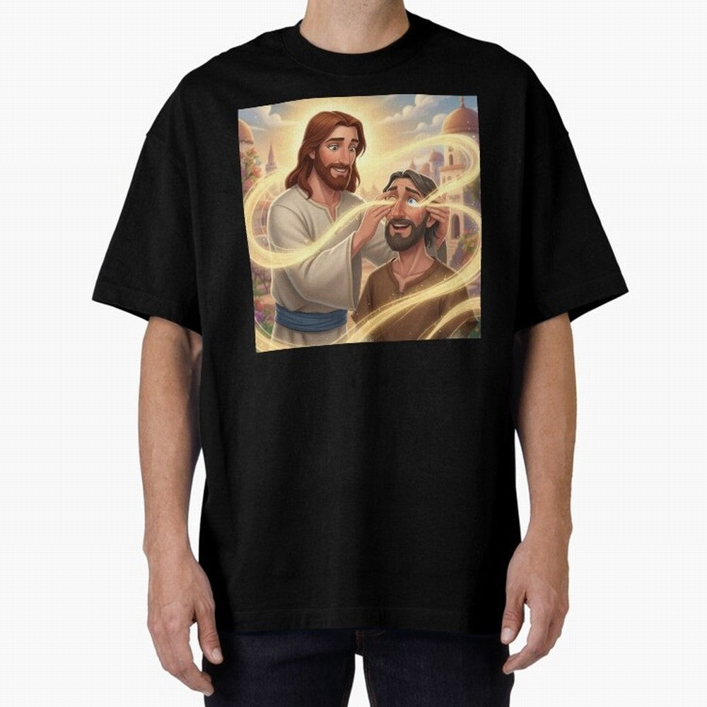 Jesus cure the blind Oversized T-Shirt Experience FIFA World Cup 2026 USA Canada Mexico Highlighting Mbappe, Brazil, Portugal and Argentina Energy, Global Supporter Spirit, Legendary Goals, National Colors and Tournament Celebration; Made for Die