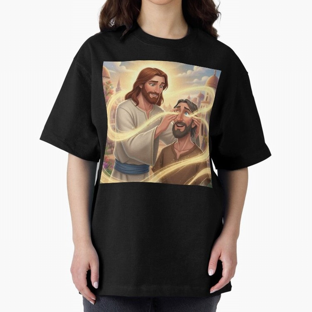 Jesus cure the blind Oversized T-Shirt Experience FIFA World Cup 2026 USA Canada Mexico Highlighting Mbappe, Brazil, Portugal and Argentina Energy, Global Supporter Spirit, Legendary Goals, National Colors and Tournament Celebration; Made for Die