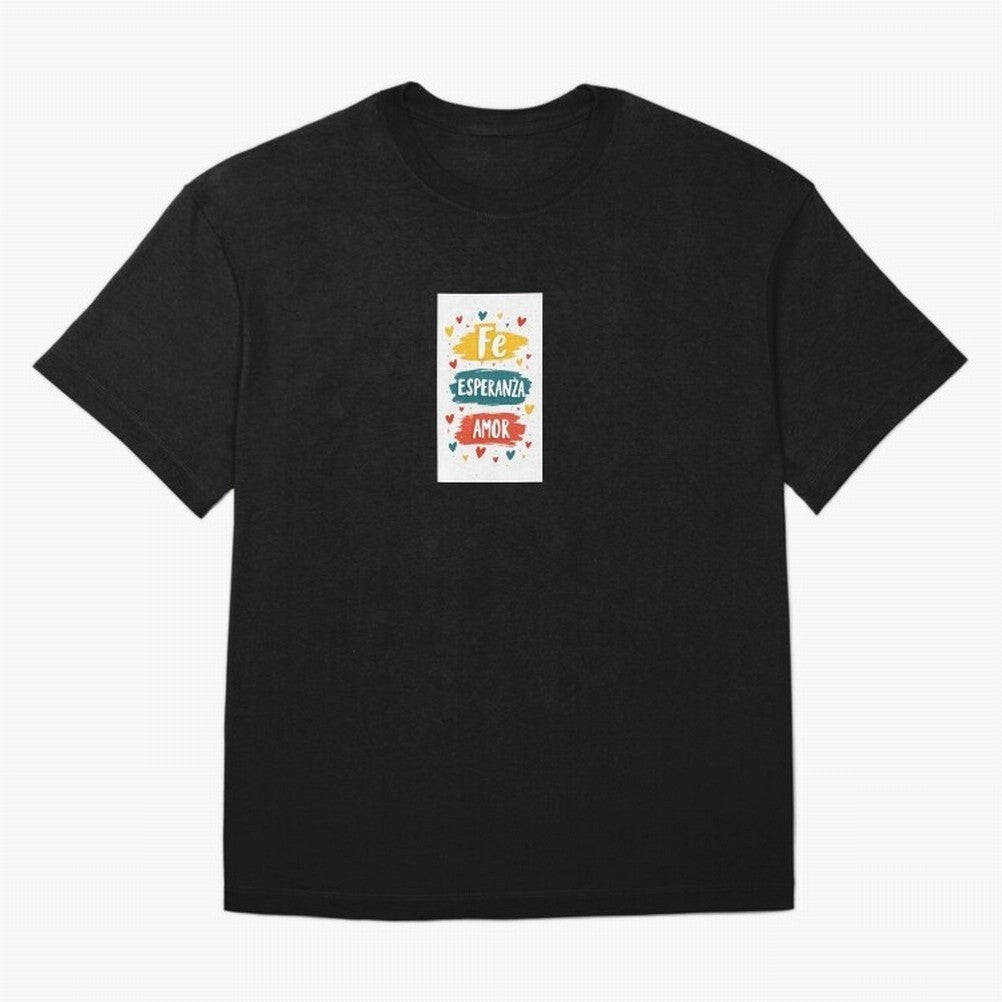 Fe Esperanza Amor Oversized T-Shirt Cheer for FIFA World Cup 2026 USA Canada Mexico for Fans of Mbappe and Neymar and Spain, Bringing Sports Nostalgia, International Competition, Famous Players and Unforgettable Victories; Perfect for Supporters