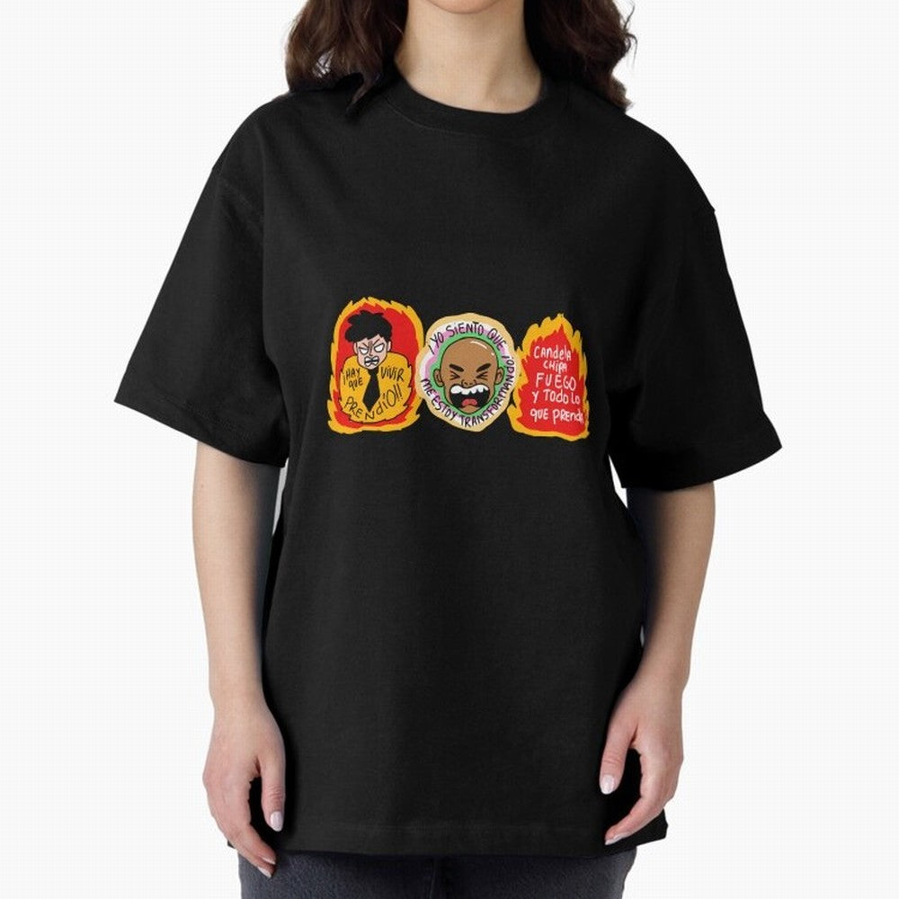 Hay Que Vivir Prendo Yo Siento Que Me Estoy Transformando Candela Chipa Fuego Y Todo Lo Que Prenda Oversized T-Shirt Bring World Football Passion into FIFA World Cup 2026 USA Canada Mexico Spirit, Featuring Spain, Cristiano Ronaldo, Football