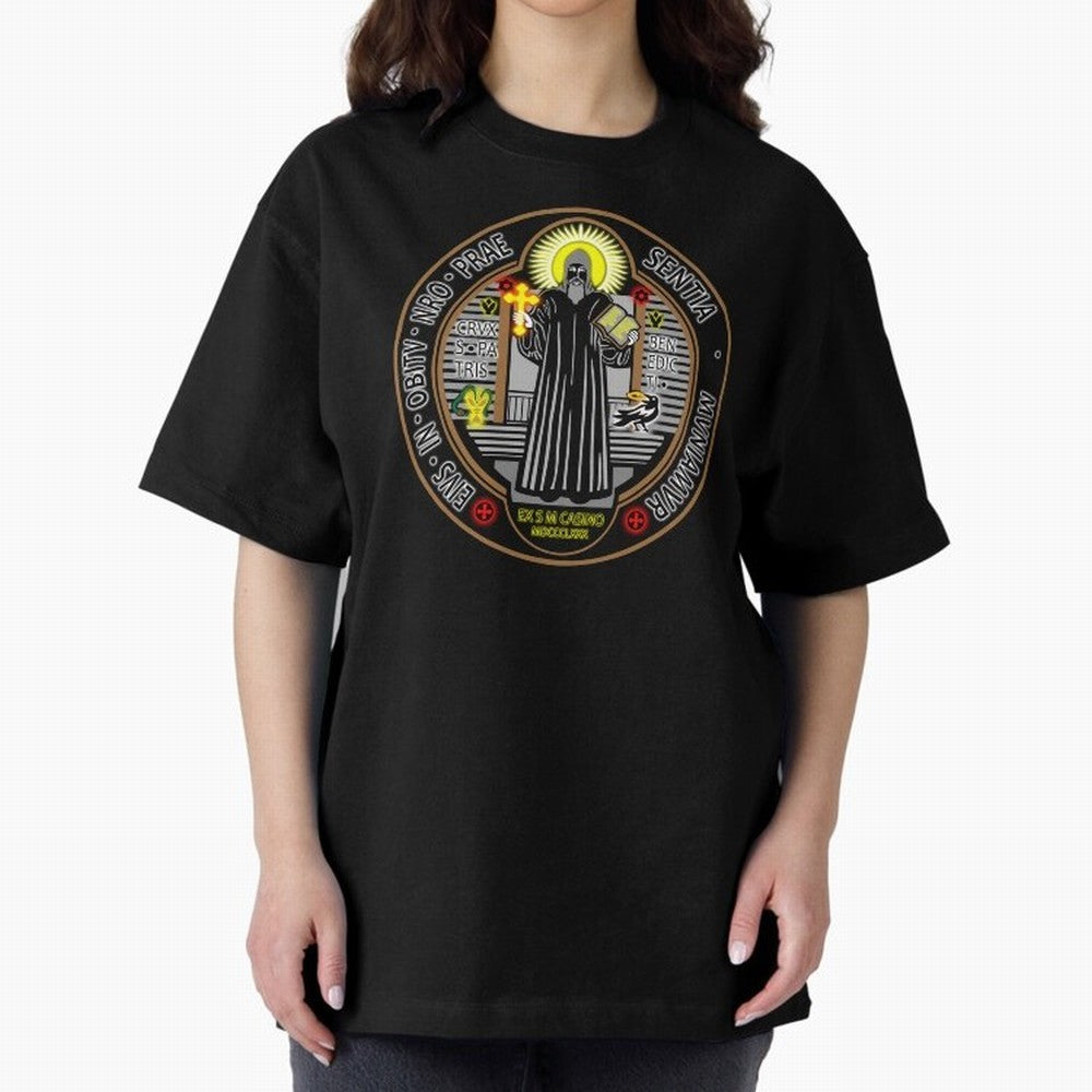 Medalla de San Benito Color Frontal Oversized T-Shirt Bring Trophy Dreams to Global Football Passion for FIFA World Cup 2026 Group Stage, Driven by Cristiano Ronaldo, France and Portugal, Soccer Culture, Superstar Moments, National Team Dreams and