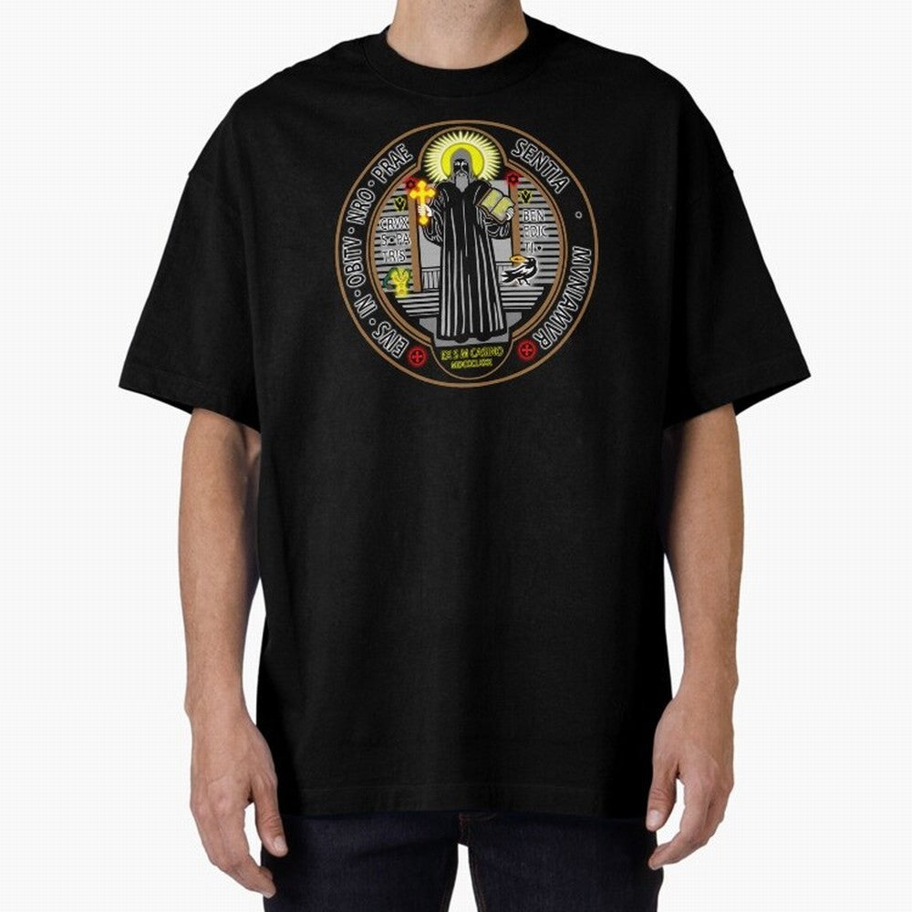 Medalla de San Benito Color Frontal Oversized T-Shirt Bring Trophy Dreams to Global Football Passion for FIFA World Cup 2026 Group Stage, Driven by Cristiano Ronaldo, France and Portugal, Soccer Culture, Superstar Moments, National Team Dreams and