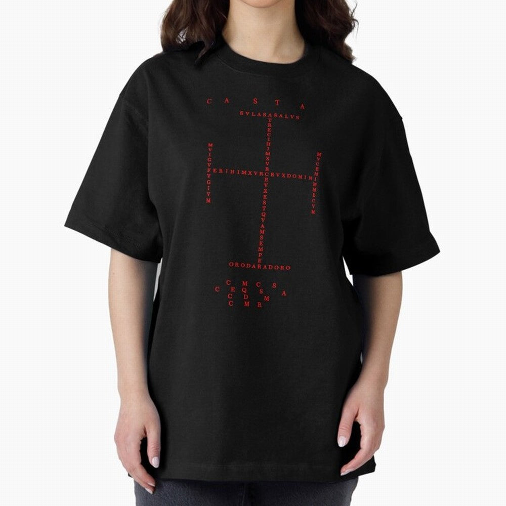 Cruz Ang¨¦lica de Santo Tom¨¢s de Aquino Black n Red Oversized T-Shirt Fuel Global Football Passion for FIFA World Cup 2026 Group Stage, Inspired by Neymar, France and Portugal, Goal Celebration Energy, Supporter Heritage, Football Icons and