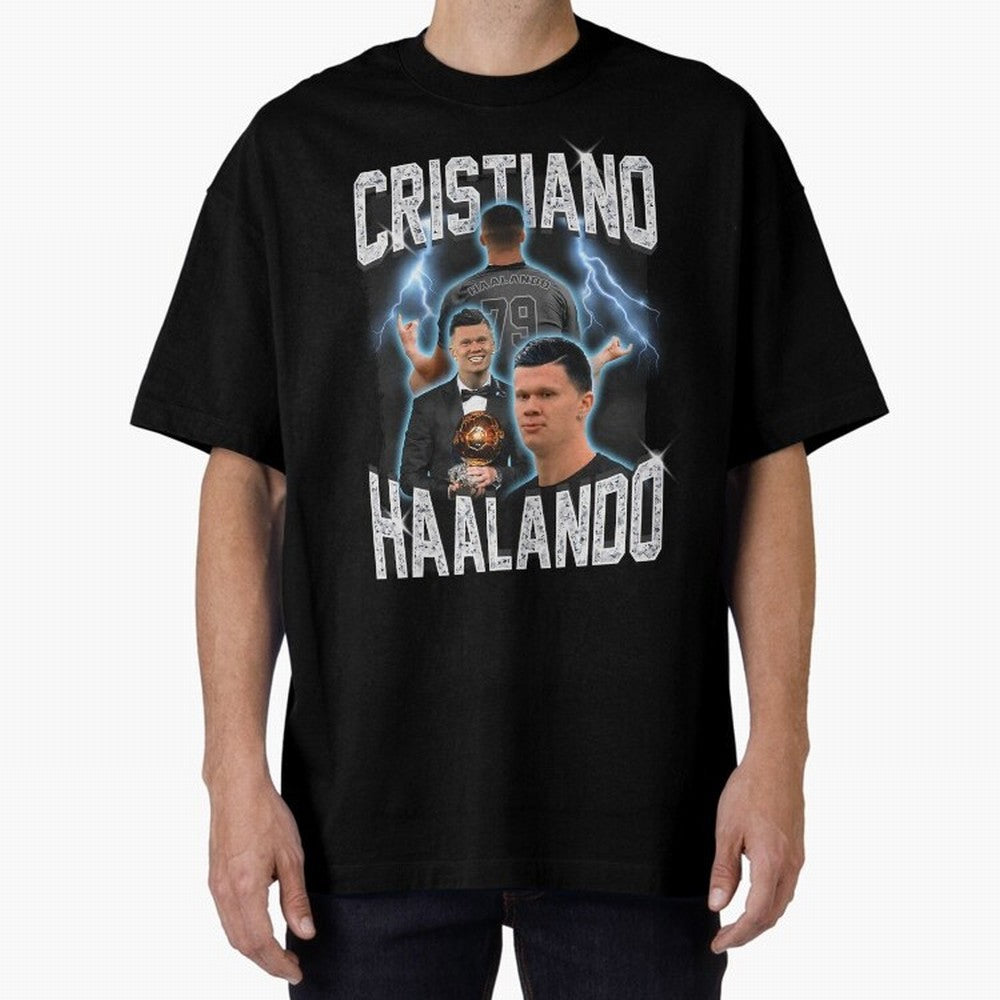 Cristiano Haalando Lightning Poster For Football Fans and Gift For Sports Lovers Oversized T-Shirt Mark Match Day Hype around FIFA World Cup 2026 Group Stage, Messi, Brazil, Game Day Rituals, Football Legends, Country Pride and the Road to the