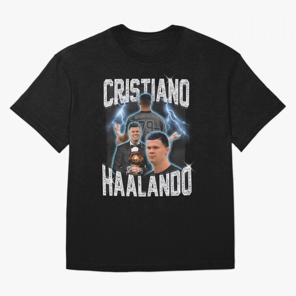 Cristiano Haalando Lightning Poster For Football Fans and Gift For Sports Lovers Oversized T-Shirt Mark Match Day Hype around FIFA World Cup 2026 Group Stage, Messi, Brazil, Game Day Rituals, Football Legends, Country Pride and the Road to the