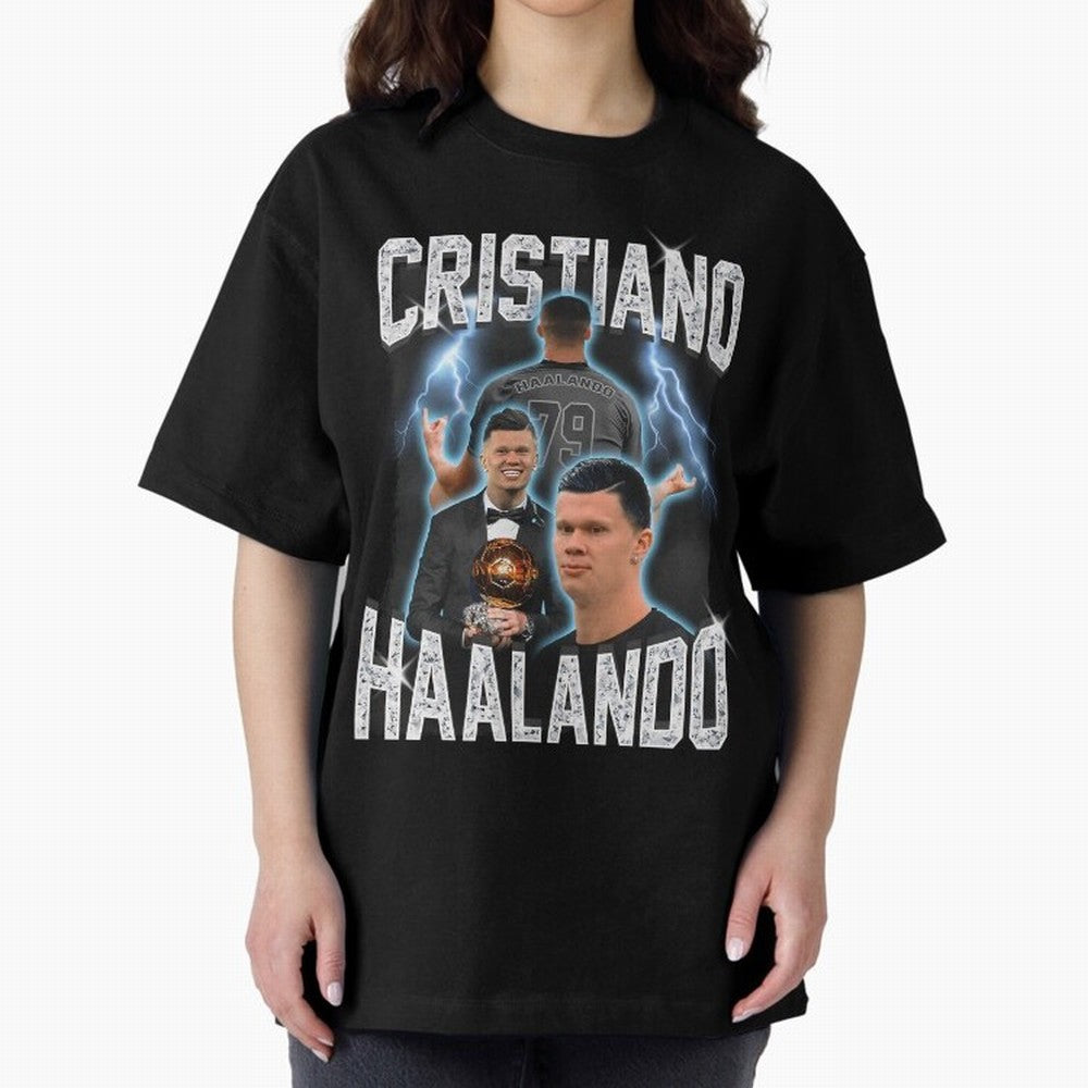 Cristiano Haalando Lightning Poster For Football Fans and Gift For Sports Lovers Oversized T-Shirt Mark Match Day Hype around FIFA World Cup 2026 Group Stage, Messi, Brazil, Game Day Rituals, Football Legends, Country Pride and the Road to the