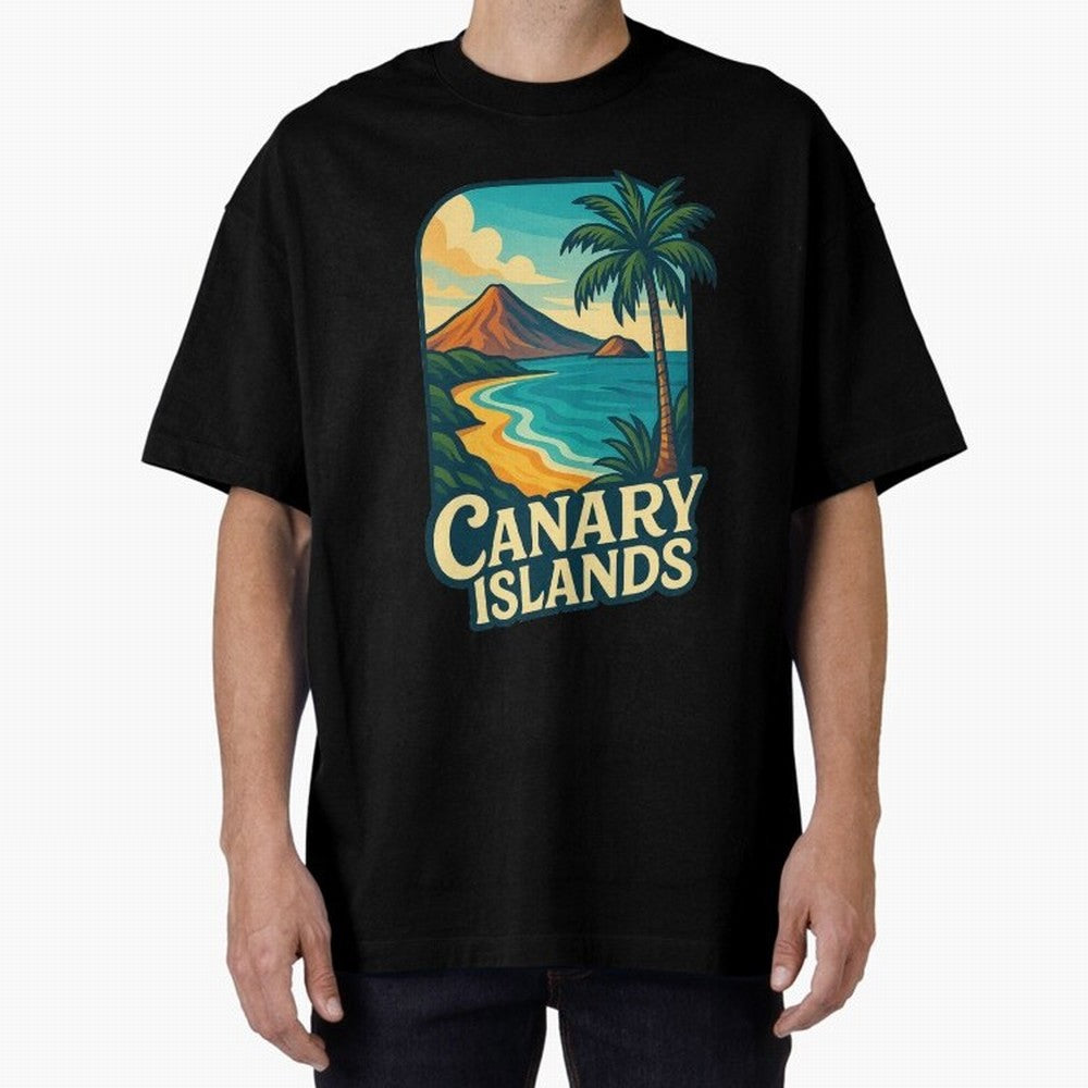 Tropical Shoreline of the Canary Islands Spain Oversized T-Shirt Capture the FIFA World Cup 2026 Group Stage Journey through Messi Highlights, Spain and Netherlands Pride, Sports Nostalgia, International Competition, Famous Players and