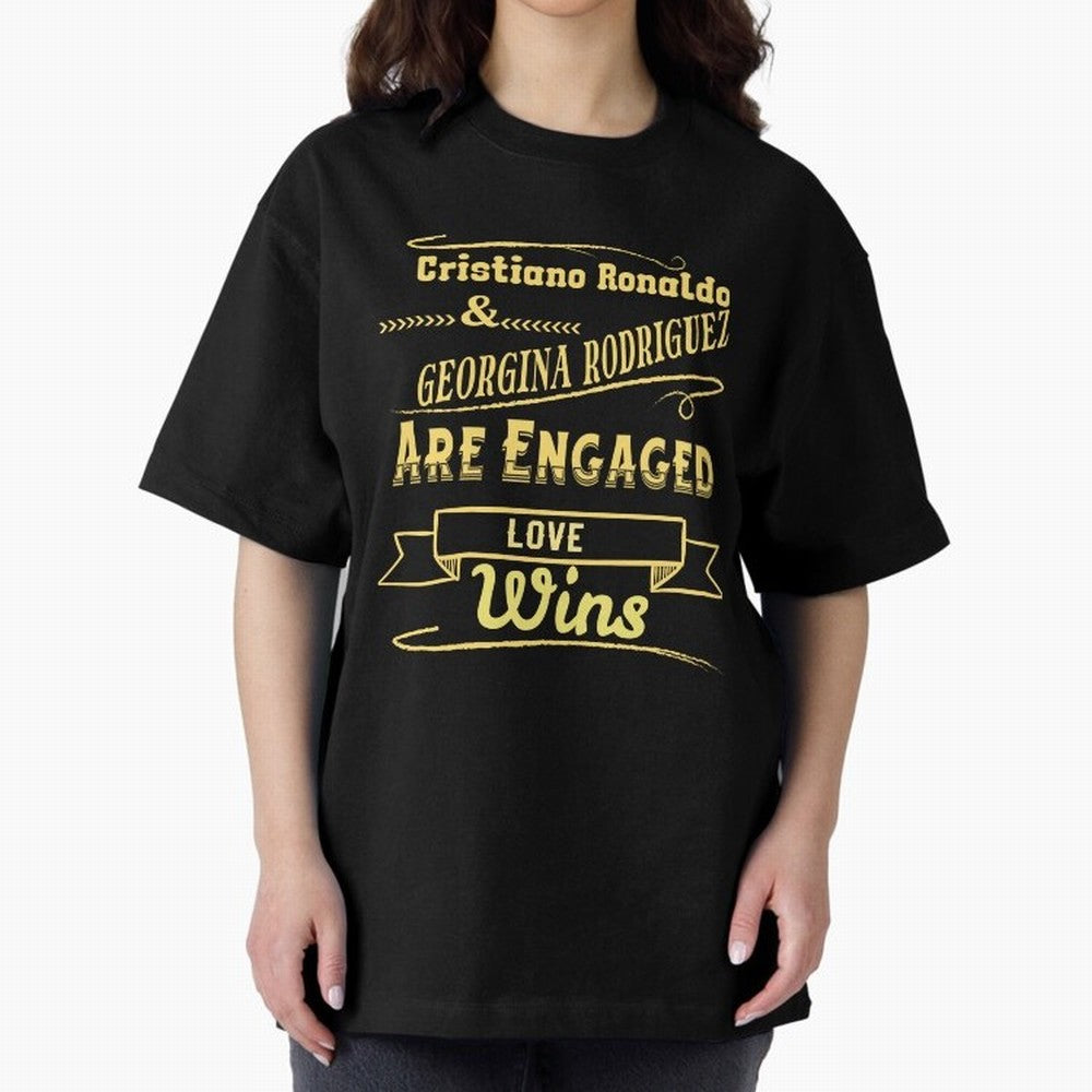 Cristiano & Georgina Engagement ¨C True Love Story Oversized T-Shirt Support FIFA World Cup 2026 Group Stage Spirit, Featuring Argentina, France and Brazil, Messi and Cristiano Ronaldo, Retro Football Energy, Iconic Rivalries, Trophy Chase Drama