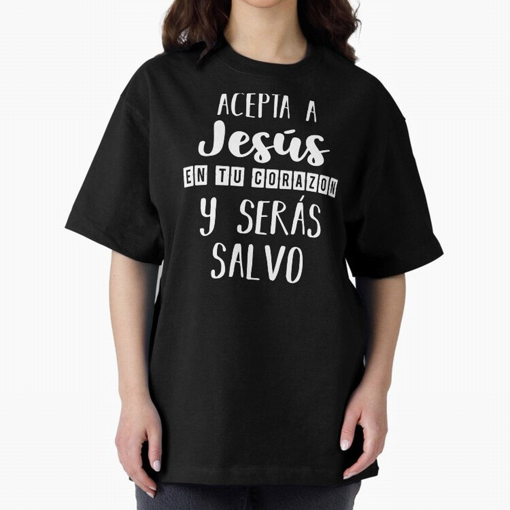Acepta a Jes¨²s en tu Corazon Mensaje Cristianos Dios Spanish Oversized T-Shirt Treasure FIFA World Cup 2026 Group Stage for Fans of Cristiano Ronaldo and Portugal, Spain and Germany, Bringing Sports Nostalgia, International Competition, Famous