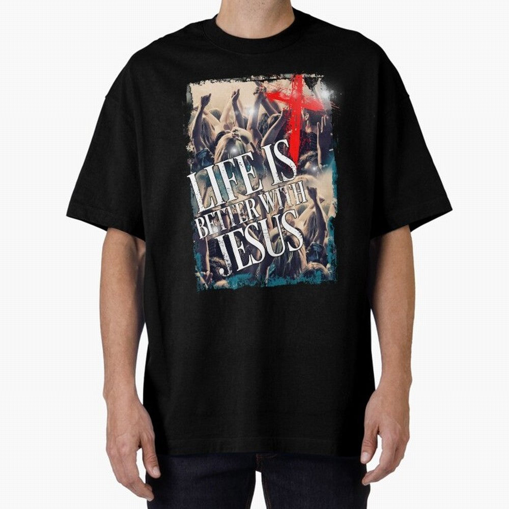 LIfe is Better with Jesus Oversized T-Shirt Support Iconic Players in Match Day Hype around FIFA World Cup 2026, Neymar, Argentina, Worldwide Fan Energy, Dramatic Goals, Stadium Lights and Championship Celebrations; Ideal for Passionate Fans Who
