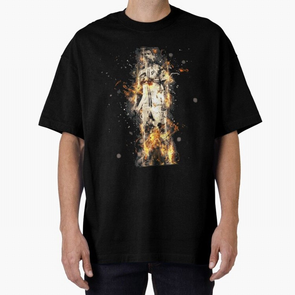 Ronaldo On Fire T Shirt Cristiano Cr7 Soccer S Jersey Men Madrid 7 Portugal Football Real White Kids Tee Mens Black Oversized T-Shirt Carry National Pride through FIFA World Cup 2026 USA Canada Mexico for Fans of Haaland and Mbappe and Portugal,