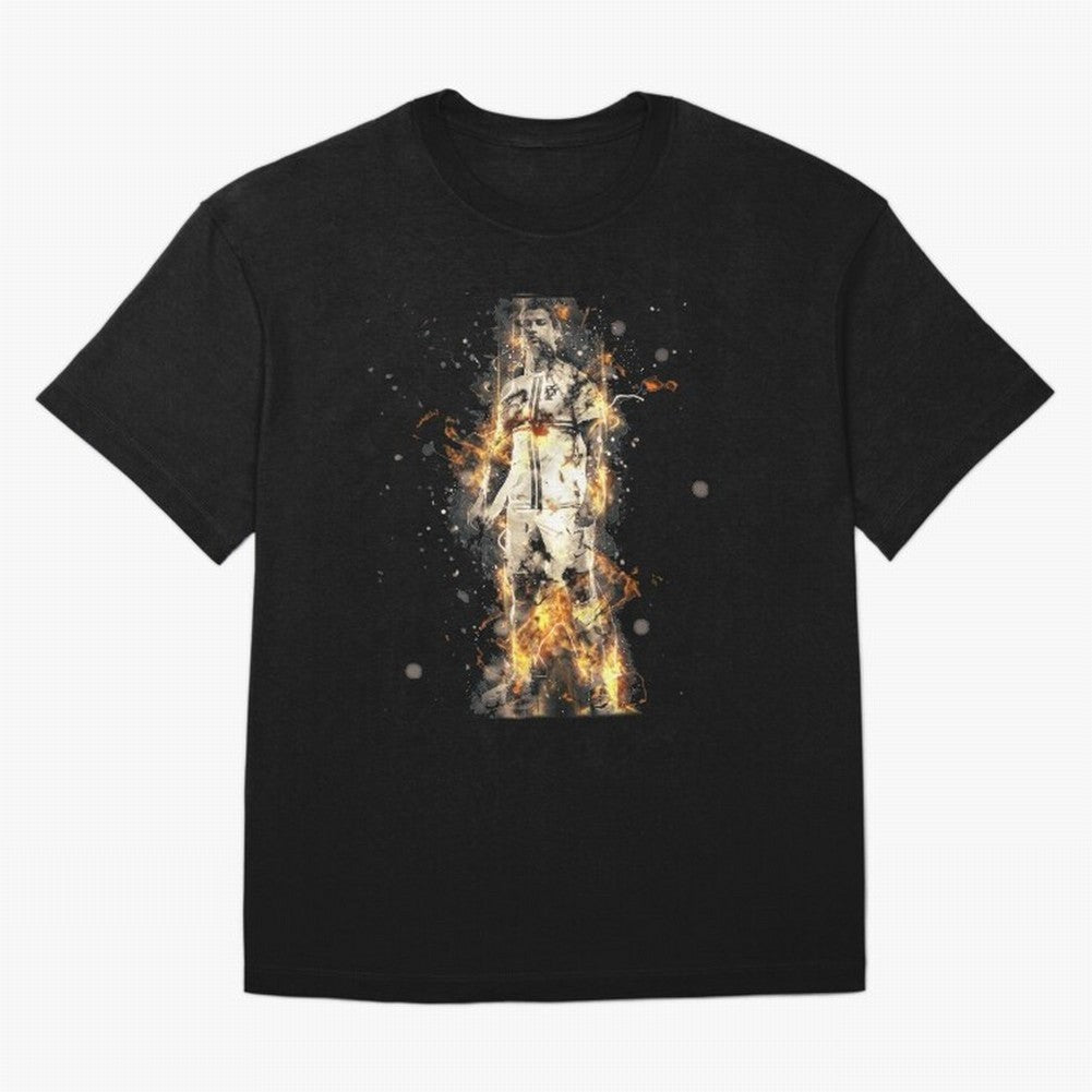 Ronaldo On Fire T Shirt Cristiano Cr7 Soccer S Jersey Men Madrid 7 Portugal Football Real White Kids Tee Mens Black Oversized T-Shirt Carry National Pride through FIFA World Cup 2026 USA Canada Mexico for Fans of Haaland and Mbappe and Portugal,