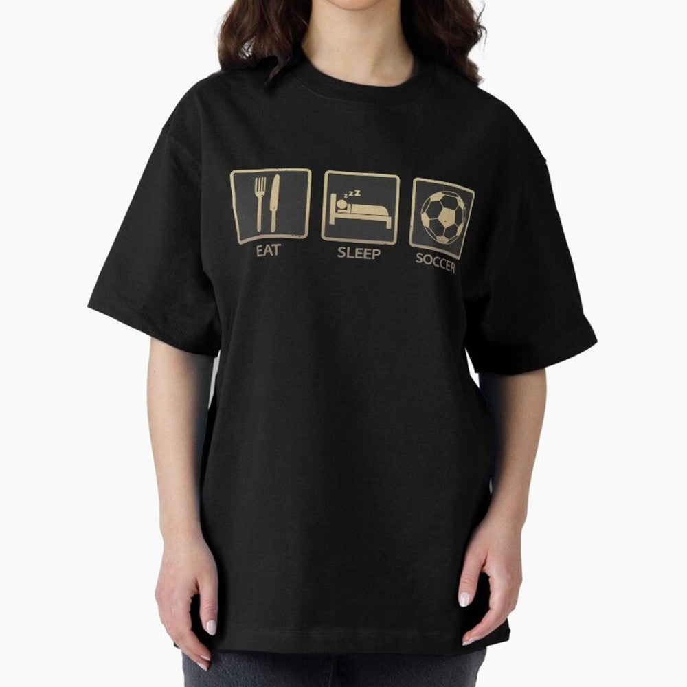Eat Sleep Soccer Oversized T-Shirt Fuel the Hype around FIFA World Cup 2026 Highlighting Neymar, Haaland and Cristiano Ronaldo, England Energy, Football Festival Excitement, Trophy Ambitions, Country Rivalries and Star Player Buzz; Ideal for Fans