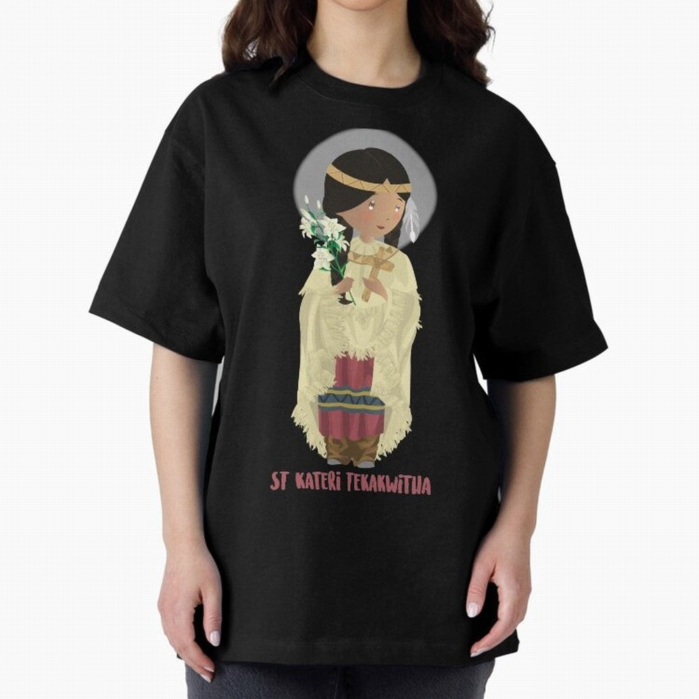 Saint Kateri Tekakwitha Oversized T-Shirt Wear the Spirit of Global Football Passion for FIFA World Cup 2026, Driven by Mbappe, Germany, Championship Spirit, Famous Goals, Roaring Crowds and International Football Unity; Created for Match Day