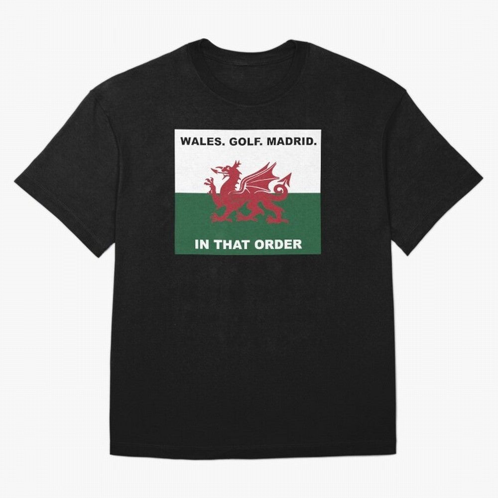 Wales Golf Madrid In That Order Oversized T-Shirt Join Supporters Worldwide for the FIFA World Cup 2026 USA Canada Mexico Journey through CR7 Highlights, England Pride, Stadium Chants, National Pride, Trophy Dreams and Unforgettable Football