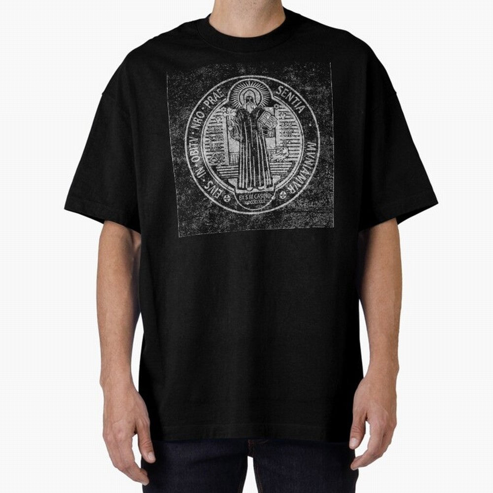 Medalla de San Benito Frontal Relieve Oversized T-Shirt Make Memories around FIFA World Cup 2026 USA Canada Mexico for Fans of Mbappe and Neymar and Spain and Netherlands, Bringing Stadium Chants, National Pride, Trophy Dreams and Unforgettable