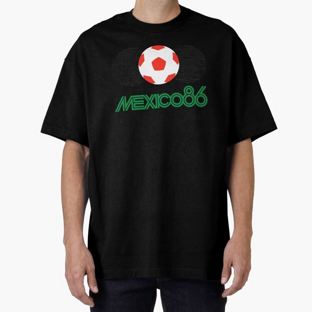 Mexico 86 Oversized T-Shirt Represent the Passion of FIFA World Cup 2026 USA Canada Mexico Spirit, Highlighting Netherlands, Haaland and Mbappe, Goal Celebration Energy, Supporter Heritage, Football Icons and Worldwide Tournament Joy; Perfect for