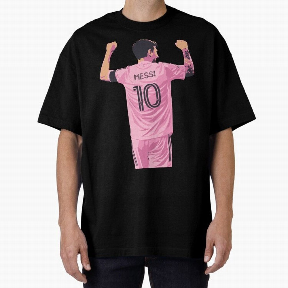Lionel Messi Celebration Oversized T-Shirt Bring a Champion Mindset to FIFA World Cup 2026 for Fans of Cristiano Ronaldo, Haaland and CR7 and Spain and Netherlands, Bringing Sports Nostalgia, International Competition, Famous Players and