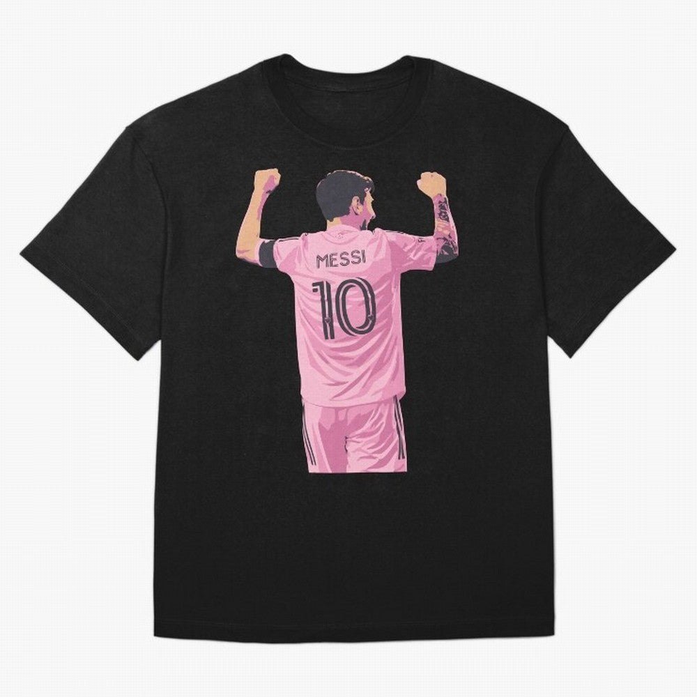 Lionel Messi Celebration Oversized T-Shirt Bring a Champion Mindset to FIFA World Cup 2026 for Fans of Cristiano Ronaldo, Haaland and CR7 and Spain and Netherlands, Bringing Sports Nostalgia, International Competition, Famous Players and